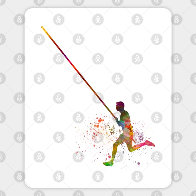 pole vault in watercolor Magnet by PaulrommerArt